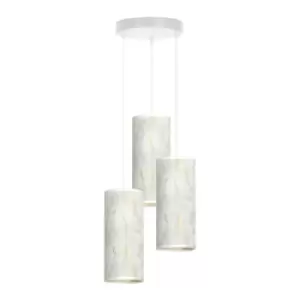 Image of Karli White Cluster Pendant Ceiling Light with White Fabric Shades, 3x E14