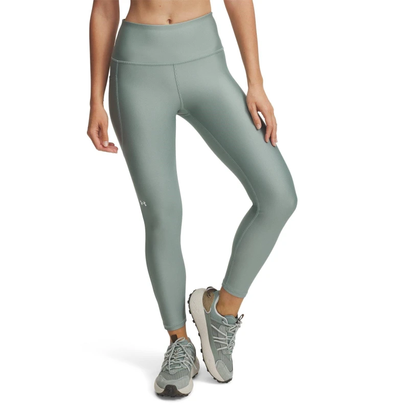 Image of Under Armour HeatGear No-Slip Waistband Ankle Leggings Womens Silica Grn/Wht female 14 (L)