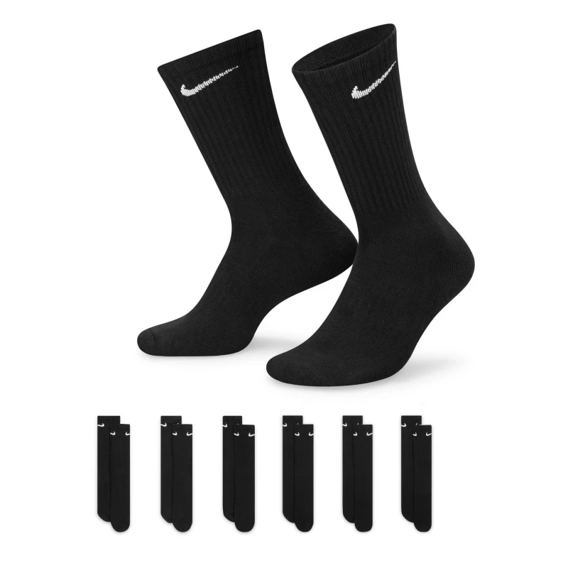 Image of Nike 6-Pack Everyday Cushioned Training Crew Socks Black/White male 5-8 (M)