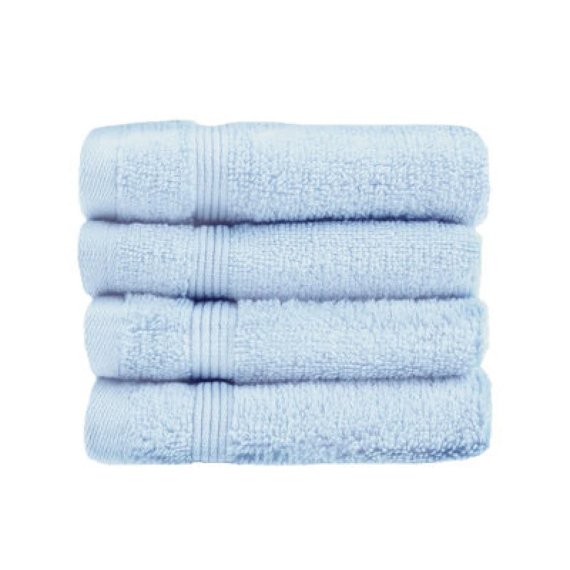 Image of Allure Bath Fashions Luxury Zero Twist Egyptian Cotton 4 Pack Face Cloths - Baby Blue