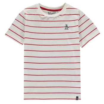 Image of Original Penguin Breton Stripe T-Shirt - Red