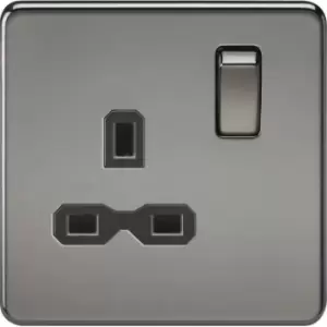 Image of MLA Knightsbridge 13A 1 Gang DP Socket Black Nickel W/Black Insert - SFR7000BN