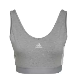Image of adidas Essentials 3-Stripes Crop Top With Removable Pads - Grey