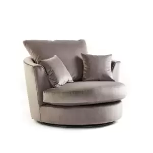 Image of Mirana Modern Plush Velvet Swivel Chair Grey