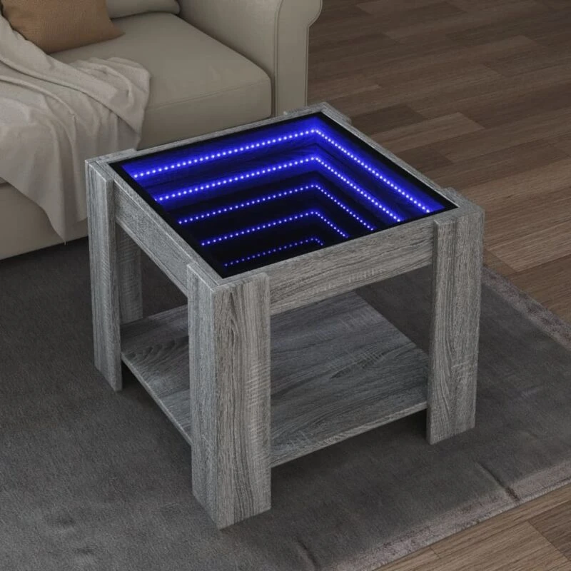 Image of vidaXL Coffee Table with LED Grey Sonoma 53x53x45cm Engineered Wood, Grey 847544