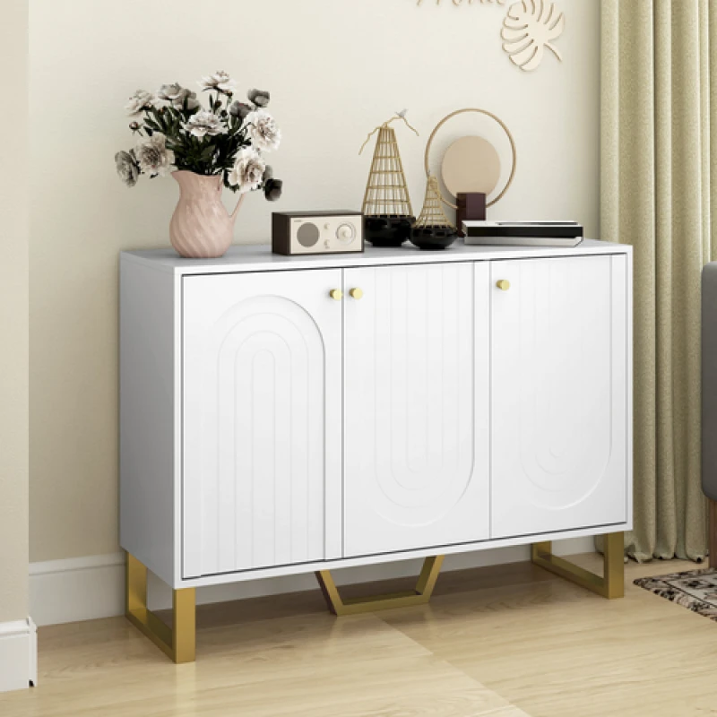Image of HOMCOM HOMCOM Sideboard with Adjustable Shelves & 3 Doors for Living Room, White White One Size Unisex 5063603559776