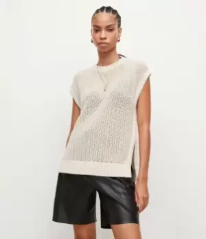 Image of AllSaints Womens Zadie Open Mesh Stitch Tank, White, Size: XS
