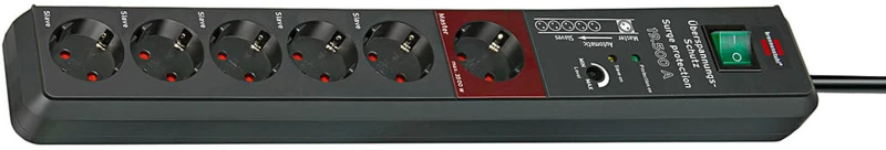 Image of Brennenstuhl Secure-Tec 19.500A Anthracite 6 AC outlet(s) 3 m