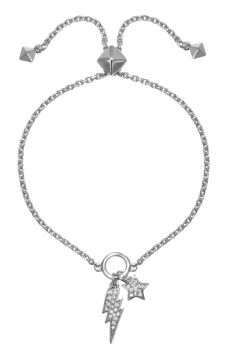 Image of Ladies Karl Lagerfeld Silver Plated Star & Lightning Slide Bracelet 5378167