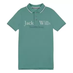 Image of Jack Wills Kids Boys Script Tipped Polo Shirt - Blue