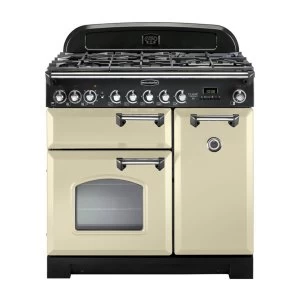 Image of Rangemaster CDL90DFFCRC Classic Deluxe 90cm Dual Fuel Range Cooker Cream-C