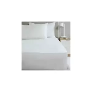Image of Home 16 Deep Flat Sheet 180TC Percale White Super King Sheet - White - Rapport