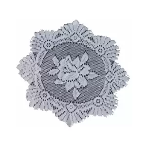 Image of Monica Lace Traditional Rose Pattern Doily Kitchen Dining Room Table Linen 8 Round White - White