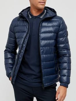 Image of BOSS Oswizz2 Padded Hooded Jacket - Dark Blue, Dark Blue, Size 54, Men