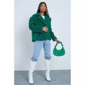 Image of I Saw It First Green Oversized Boxy Double Breasted Borg Coat - Green