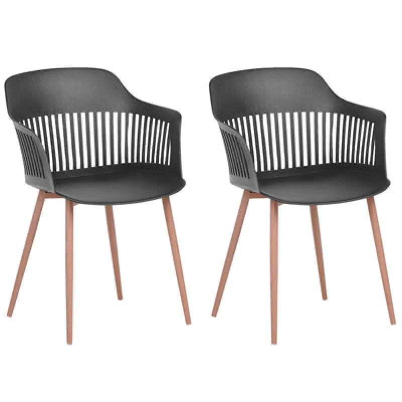 Image of Beliani Set Of 2 Dining Chairs Bereca Black