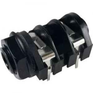Image of 6.35mm audio jack Socket horizontal mount Number of pins 2 Mono Black Cliff CL1166A