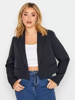 Image of Yours Cropped Blazer Navy, Size 18, Women