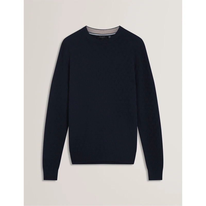 Image of Ted Baker Mens Stitch Crew Neck Knitted Top Navy male M (3)