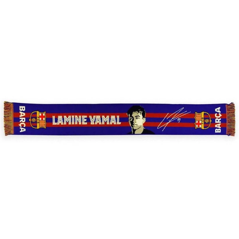 Image of FC Barcelona Mens Lamine Yamal Stripe Scarf in Dark Blue Dark Blue Male One Size