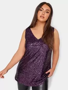 Image of Yours Sequin Sleeveless Top, Purple, Size 16, Women