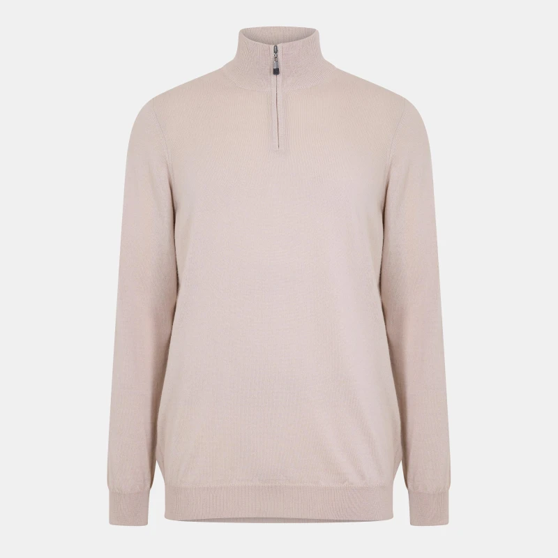 Image of Lyle and Scott Quarter-Zip Merino Sweater Pink Taupe male XL