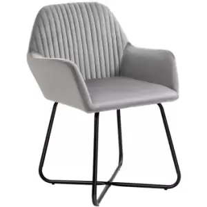 Image of Homcom - Modern Accent Chair Velvet-Feel Upholstered Lounge Armchair Grey - Grey
