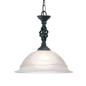 Image of 1 Light Dome Ceiling Pendant Black, E27