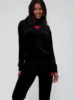 Image of HUGO Red Label Velour Lounge Hoodie - Black, Size S, Women