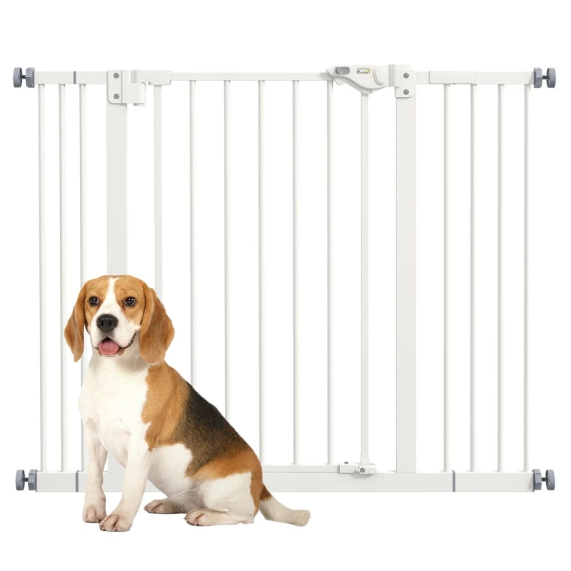 Image of PawHut Adjustable Safety Gate w/ 2 Extensions - White D06-096V04WT
