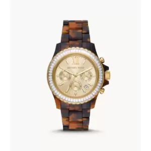Image of Michael Kors Womens Everest Chronograph Acetate Watch - Tortoise