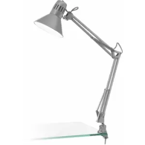 Image of Loops - Table Desk Lamp Clamp Moveable Silver Steel In Line Switch Bulb E27 1x40W