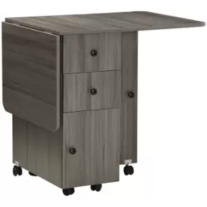 Image of Folding Dining Table, Rolling Kitchen Table With Storage Drawers