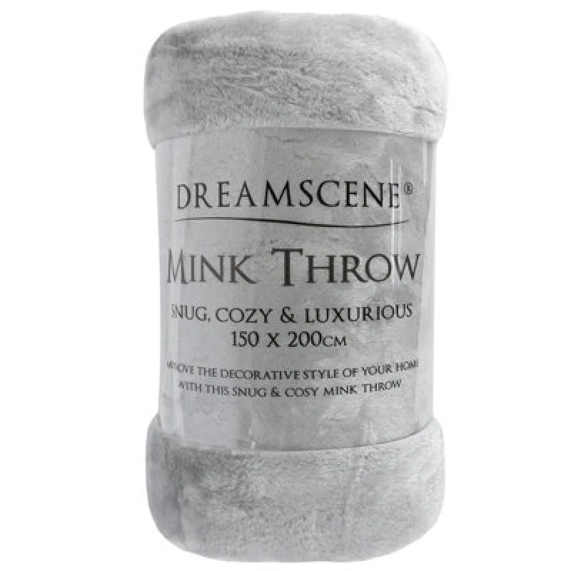 Image of OHS OHS Luxury Faux Fur Large Mink Fleece Throw Blanket in Light Grey Size: 200cm x 240cm Light Grey 200cm x 240cm Unisex 5027434083831