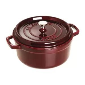 Image of Staub La Cocotte 24cm round Cast iron Cocotte grenadine-red