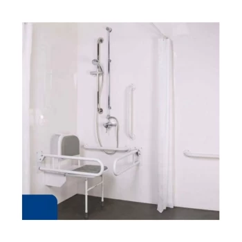Image of Nymas - NymaPRO Doc M Shower Pack White with Exposed Valves and Dark Blue Rails