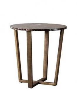 Image of Hudson Living Emperor Marble Round Side Table - Brown