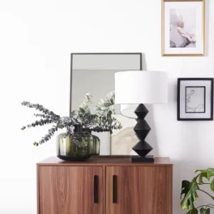 Image of Batali Distressed Black Table Lamp with Large White Reni Shade