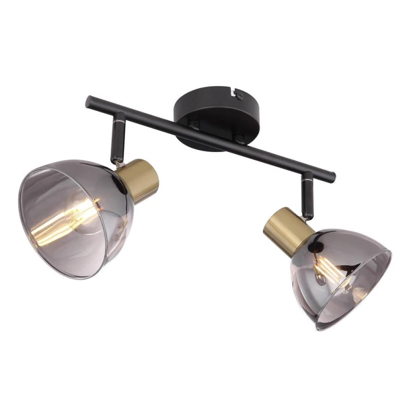 Image of Netlighting Jay Twin Ceiling Spotlight Black Glass Shade 2x E14 Black Unisex