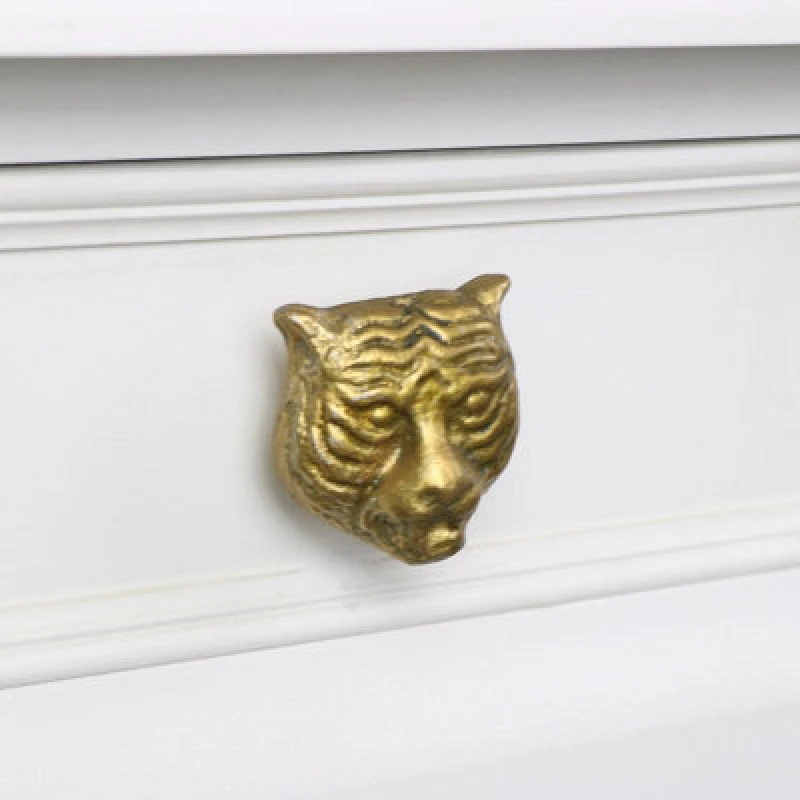 Image of Melody Maison Gold Tiger Head Drawer Knob Metallic Gold