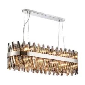Image of Luminosa Kalih 24 Light G9, Ceiling Pendant Oblong, Polished Nickel, Smoke Item Weight: 22.65kg