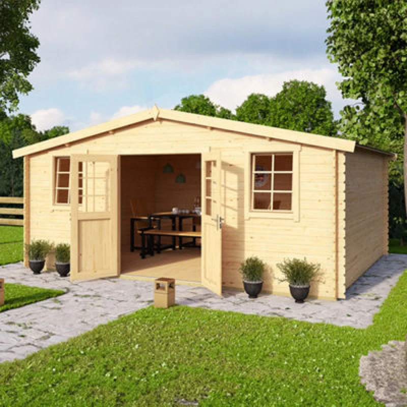 Image of Lasita Maja Lasita Osland Wels 5 Log Cabin - 5.1M X 4M - Traditional Apex Style Garden Room