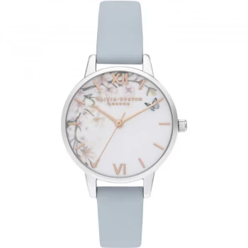 Image of Pretty Blossom Midi Chalk Blue, Rg & Silver Watch