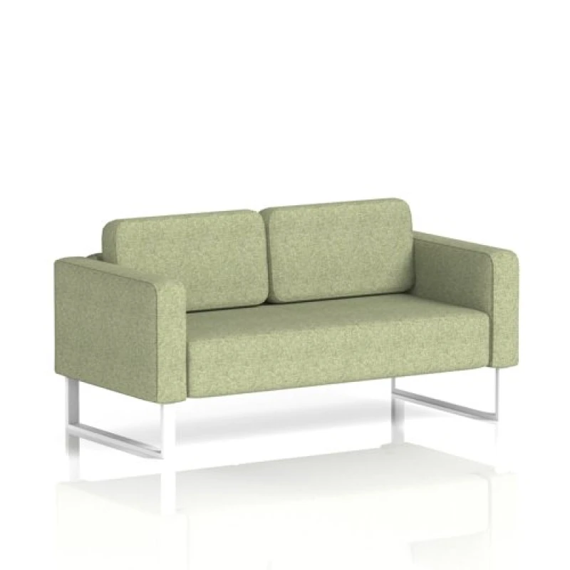 Image of Brixworth Office Sofa 2 Seater with White Legs in Rivet Fabric - Burnish