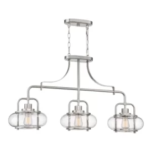 Image of Trilogy 3 Light Island Pendant, Brushed Nickel, E27