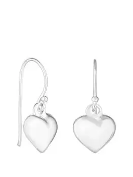 Image of Simply Silver Sterling Silver 925 Puff Heart Drop Earrings, Silver, Women
