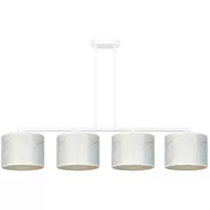 Image of Emibig Broddi White Bar Pendant Ceiling Light with White Fabric Shades, 4x E27