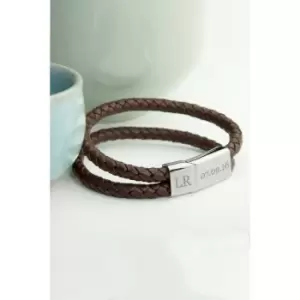 Image of Personalised Dual Leather Woven Bracelet in Umber