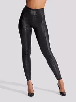 Image of Ann Summers Hosiery Pu Snake Seamed Leggings - Black Size M Women