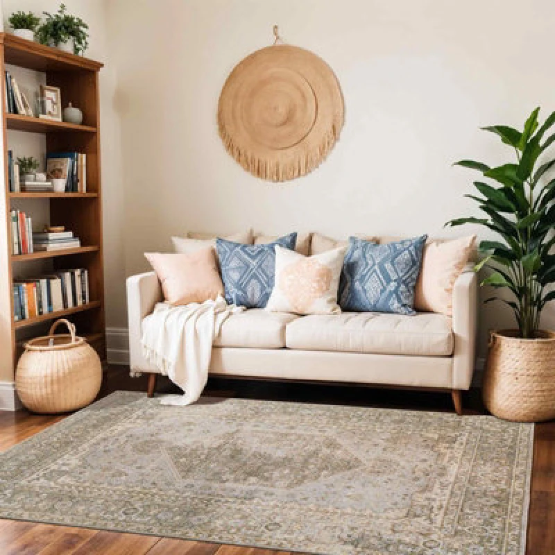 Image of Livabliss Machine Washable Traditionnal Boho Camel Boka Area Rug 140 X 200 Cm - Easy Care, Non Shedding, Ideal For Living Room & Bedroom